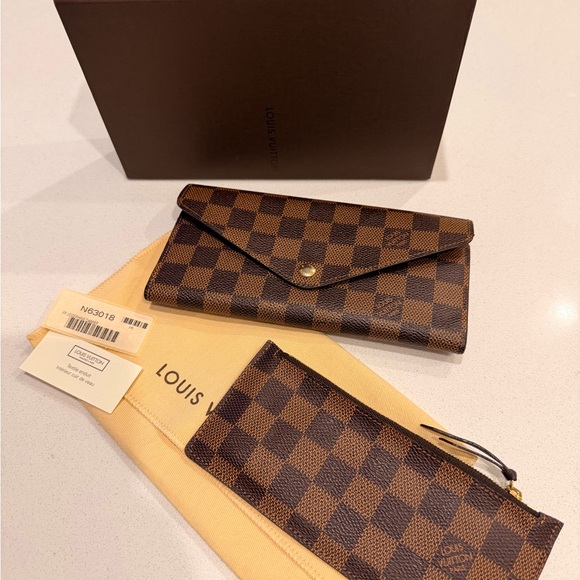 Louis Vuitton Handbags - Louis Vuitton Damier Ebene Wallet with Gold Accent